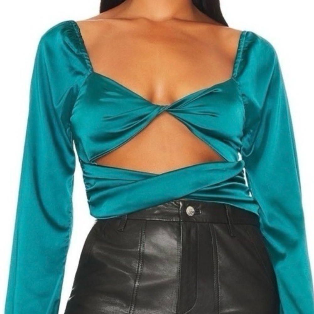 Elegant Teal Long Sleeve Women's Top